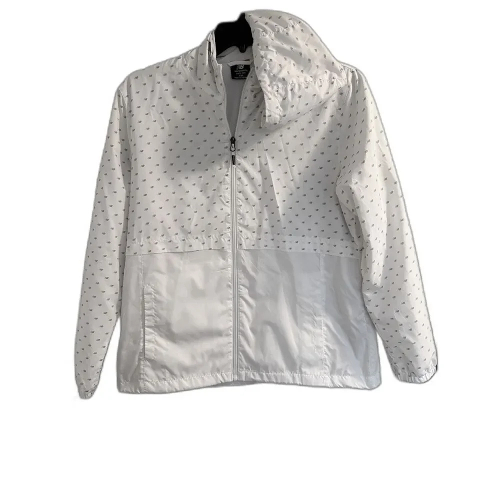 New Balance White Monogram Logo‎ Windbreaker Hoodie Jacket 2XL